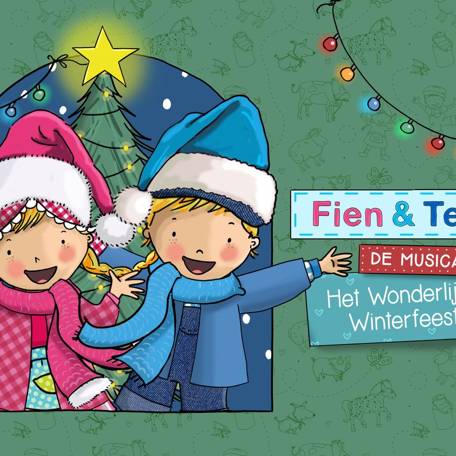 Fien en Teun beeldmerk met Fien & Teun in een winterse outfit